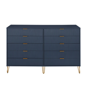 DUMBO 10-Drawer Double Tall Dresser in Midnight Blue DR004-MB Manhattan Comfort