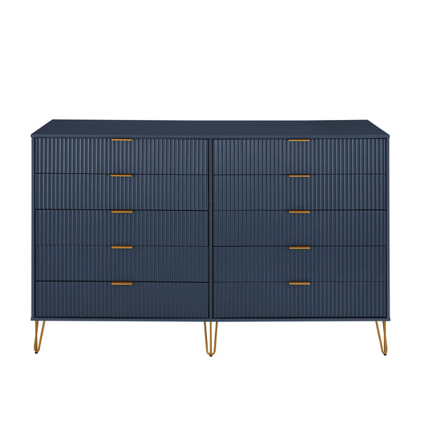 DUMBO 10-Drawer Double Tall Dresser in Midnight Blue DR004-MB Manhattan Comfort