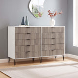 DUMBO 10-Drawer Double Tall Dresser in White and Grey DR004-WG Manhattan Comfort