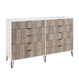 DUMBO 10-Drawer Double Tall Dresser in White and Grey DR004-WG Manhattan Comfort