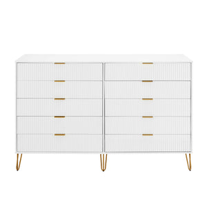 DUMBO 10-Drawer Double Tall Dresser in White DR004-WH Manhattan Comfort