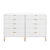 DUMBO 10-Drawer Double Tall Dresser in White DR004-WH Manhattan Comfort