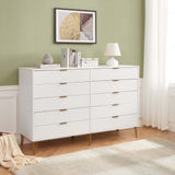 DUMBO 10-Drawer Double Tall Dresser in White DR004-WH Manhattan Comfort