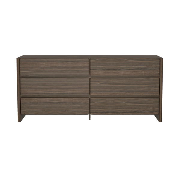 Manhattan Comfort Linda Modern 72" Double Wide Dresser – Elegant Design With 6 Drawers For Stylish Storage Solutions Walnut Brown Mdp Dr011-br