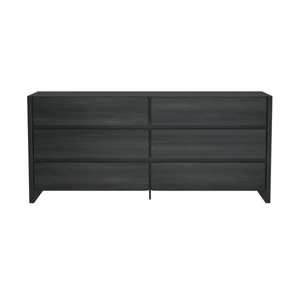 Manhattan Comfort Linda Modern 72" Double Wide Dresser – Elegant Design With 6 Drawers For Stylish Storage Solutions Charcoal Grey Mdp Dr011-gy
