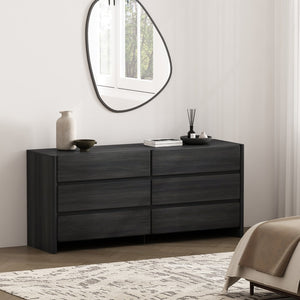 Manhattan Comfort Linda Modern 72" Double Wide Dresser – Elegant Design With 6 Drawers For Stylish Storage Solutions Charcoal Grey Mdp Dr011-gy