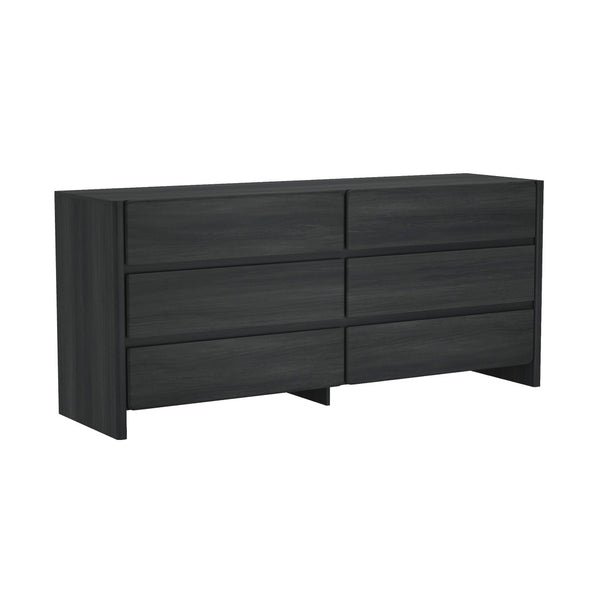 Manhattan Comfort Linda Modern 72" Double Wide Dresser – Elegant Design With 6 Drawers For Stylish Storage Solutions Charcoal Grey Mdp Dr011-gy
