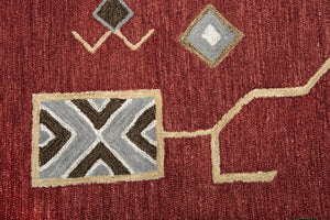 Alora Decor Durango Hand-Tufted 100% Wool Southwestern Rug With Plush Loop Pile, Tribal Gold Red Gray Accent 10' x 13' DURDR100700700113