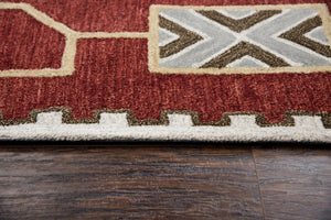 Alora Decor Durango Hand-Tufted 100% Wool Southwestern Rug With Plush Loop Pile, Tribal Gold Red Gray Accent 10' x 13' DURDR100700700113