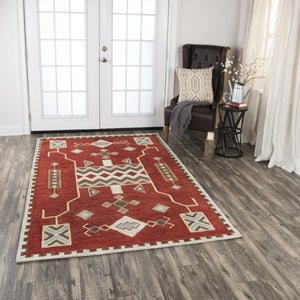 Alora Decor Durango Hand-Tufted 100% Wool Southwestern Rug With Plush Loop Pile, Tribal Gold Red Gray Accent 10' x 13' DURDR100700700113