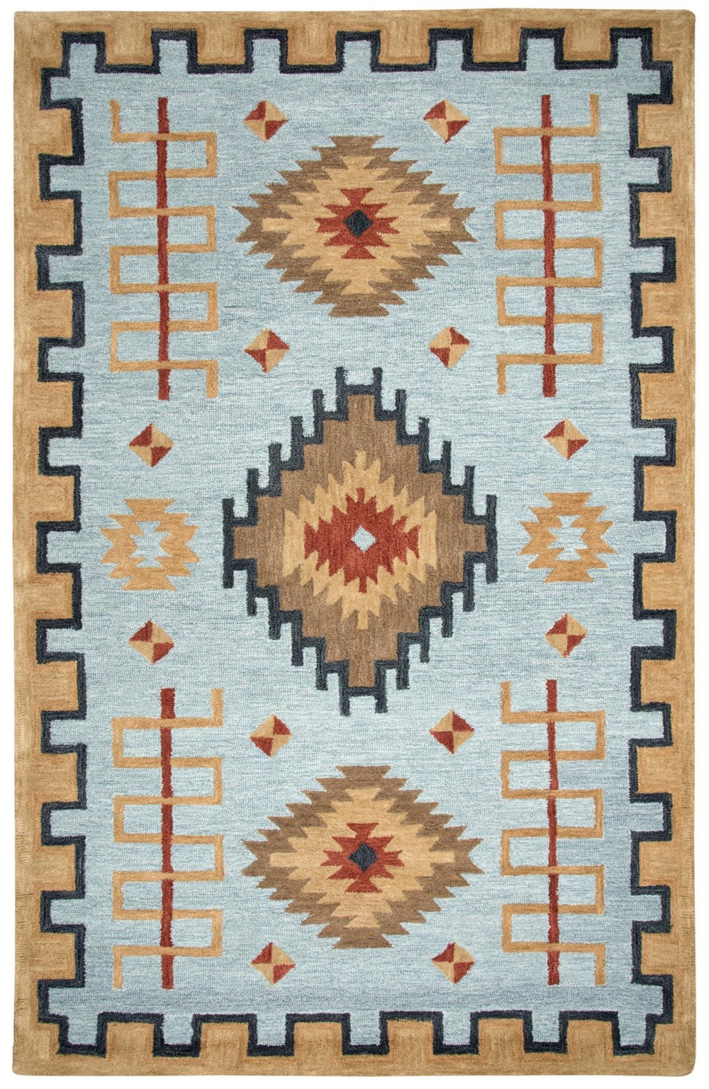 Alora Decor Durango Hand‑Tufted Wool Rug With Bold Southwestern Tribal Pattern In Rich Blues And Earth Tones, Plush 10' x 13' DURDR100900430113