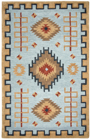 Alora Decor Durango Hand‑Tufted Wool Rug With Bold Southwestern Tribal Pattern In Rich Blues And Earth Tones, Plush 10' x 13' DURDR100900430113