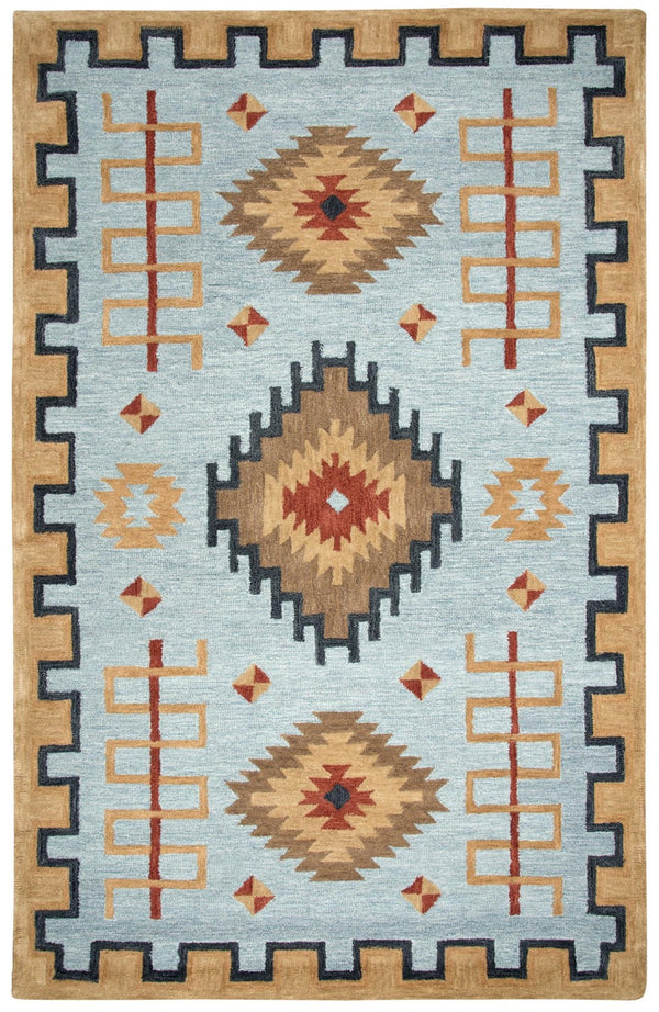 Alora Decor Durango Hand‑Tufted Wool Rug With Bold Southwestern Tribal Pattern In Rich Blues And Earth Tones, Plush 10' x 13' DURDR100900430113