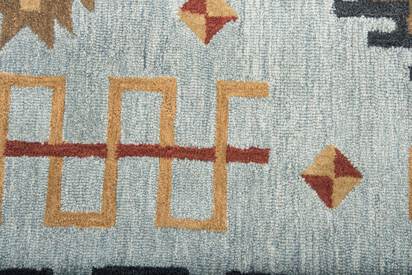 Alora Decor Durango Hand‑Tufted Wool Rug With Bold Southwestern Tribal Pattern In Rich Blues And Earth Tones, Plush 10' x 13' DURDR100900430113