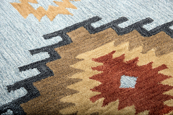 Alora Decor Durango Hand‑Tufted Wool Rug With Bold Southwestern Tribal Pattern In Rich Blues And Earth Tones, Plush 10' x 13' DURDR100900430113