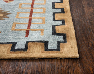 Alora Decor Durango Hand‑Tufted Wool Rug With Bold Southwestern Tribal Pattern In Rich Blues And Earth Tones, Plush 10' x 13' DURDR100900430113