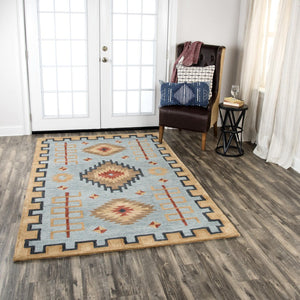 Alora Decor Durango Hand‑Tufted Wool Rug With Bold Southwestern Tribal Pattern In Rich Blues And Earth Tones, Plush 10' x 13' DURDR100900430113