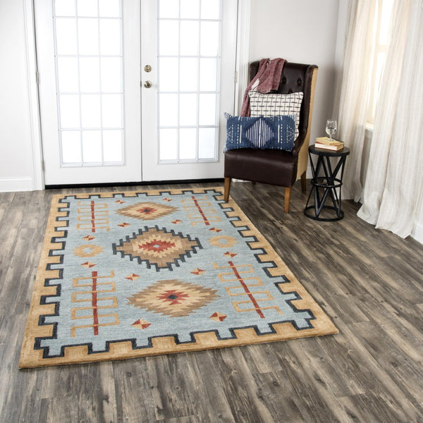 Alora Decor Durango Hand‑Tufted Wool Rug With Bold Southwestern Tribal Pattern In Rich Blues And Earth Tones, Plush 10' x 13' DURDR100900430113