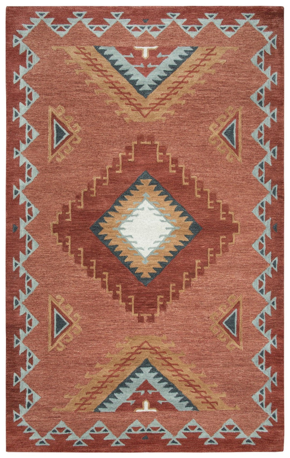 Alora Decor Durango Hand-Tufted Wool Rug With Southwestern Motif — Thick Cut-Loop Pile, Durable & Textured Elegance 10' x 13' DURDR101000750113