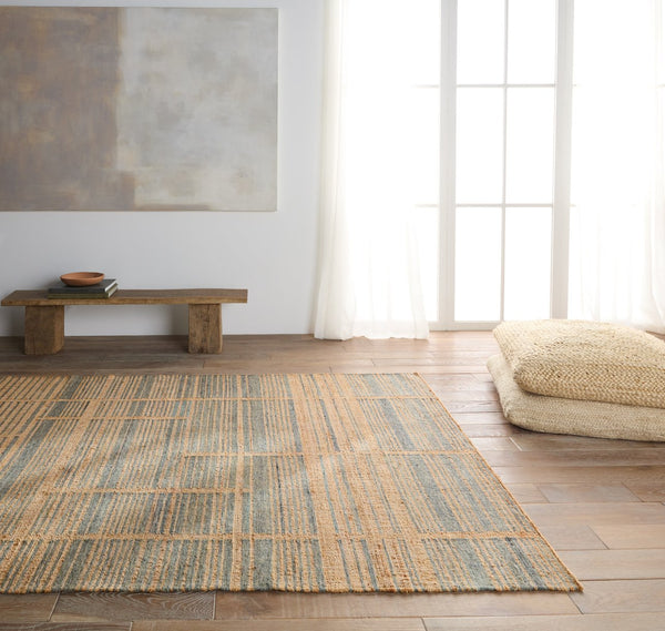Jaipur Living Dorada Ciana Drd02 Handwoven Handmade 50% Wool 50% Jute Lines Stripes Indoor Rug Brown, Blue 50% Wool 50% Jute Rug153075