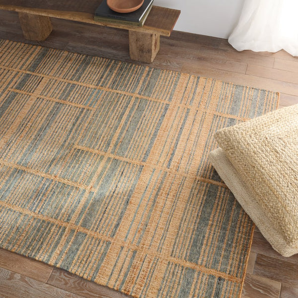 Jaipur Living Dorada Ciana Drd02 Handwoven Handmade 50% Wool 50% Jute Lines Stripes Indoor Rug Brown, Blue 50% Wool 50% Jute Rug153075