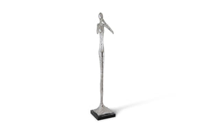 Phillips Collection Speak No Evil Slender Sculpture - Modern Organic Decorative Accent By Designer Raymond Waites Silver Resin Ph66277