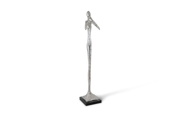 Phillips Collection Speak No Evil Slender Sculpture - Modern Organic Decorative Accent By Designer Raymond Waites Silver Resin Ph66277