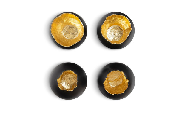 Phillips Collection Broken Egg Wall Art Set Of 4 - Black & Gold Leaf Decorative Sculptures For Modern Home Decor Black,Gold Resin Ph81190