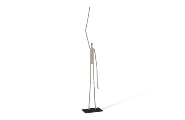 Phillips Collection Human Sculpture - Unique One Arm Up Paper Mache Art Piece On Metal Base For Elegant Home Decor Brown,Black Paper Th77287