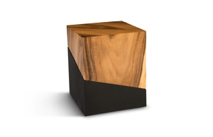 Phillips Collection Geometry Natural Stool - Contemporary Organic Design With Textured Woodgrain For Modern Spaces Brown,Black Wood ,Chamcha Wood Th84123