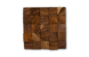 Phillips Collection Blocks Textured Wall Tile - Unique Chamcha Wood Mosaic Art Panels For Stunning Interiors Brown Wood Th92141