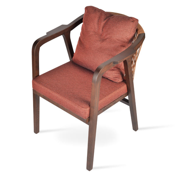 Soho Concept Drops Dining Armchair - Elegant Solid Ash Frame, Premium Fabrics & 10-year Guarantee, Limited Stock! Red,Walnut  Soho-concept-dining-chair-02639