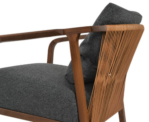 Soho Concept Drops Arm Dark Grey Blazer - Premium 10-year Guaranteed Synergy Wool & Boucle Extra Loop Fabric Dark Grey,Walnut  Soho-concept-dining-chair-13067
