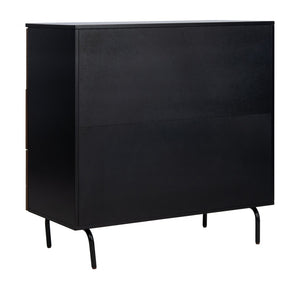 Safavieh Genevieve 3-Drawer Dresser – Retro-Inspired Elegance With Modern Gold Accents For Chic Storage Solutions Walnut/Black/Gold DRS5000A