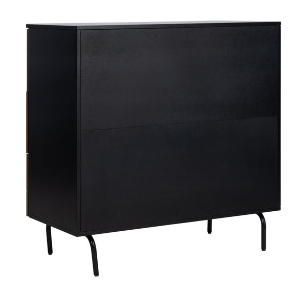 Safavieh Genevieve 3-Drawer Dresser – Retro-Inspired Elegance With Modern Gold Accents For Chic Storage Solutions Walnut/Black/Gold DRS5000A