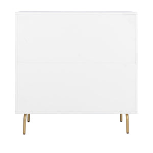 Safavieh Genevieve 3-Drawer Dresser – Retro-Inspired Elegance With Modern Gold Accents For Chic Storage Solutions White/Walnut/Gold DRS5000B
