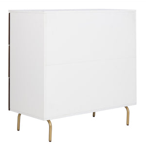 Safavieh Genevieve 3-Drawer Dresser – Retro-Inspired Elegance With Modern Gold Accents For Chic Storage Solutions White/Walnut/Gold DRS5000B