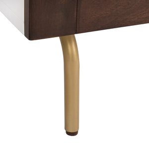 Safavieh Genevieve 3-Drawer Dresser – Retro-Inspired Elegance With Modern Gold Accents For Chic Storage Solutions White/Walnut/Gold DRS5000B