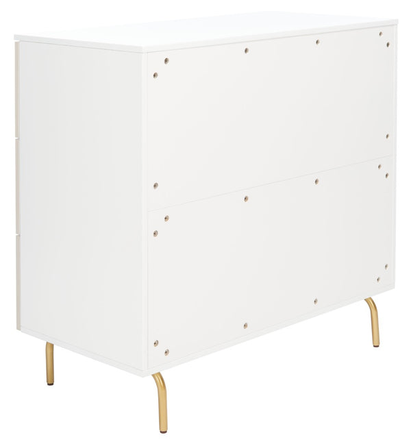 Safavieh Genevieve 3-Drawer Dresser – Retro-Inspired Elegance With Modern Gold Accents For Chic Storage Solutions White/White Washed DRS5000D