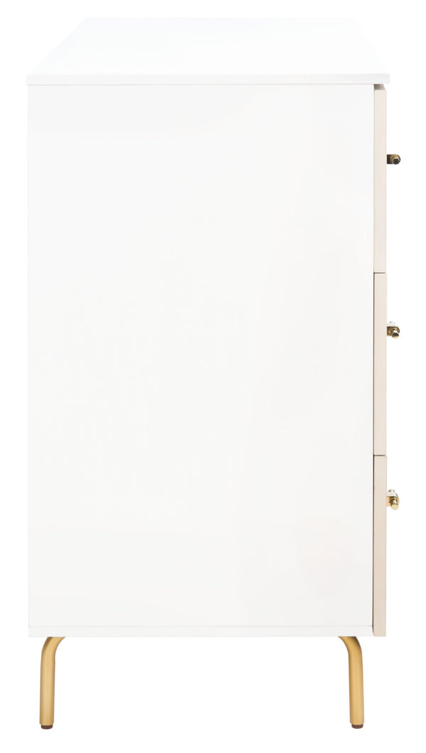 Safavieh Genevieve 3-Drawer Dresser – Retro-Inspired Elegance With Modern Gold Accents For Chic Storage Solutions White/White Washed DRS5000D