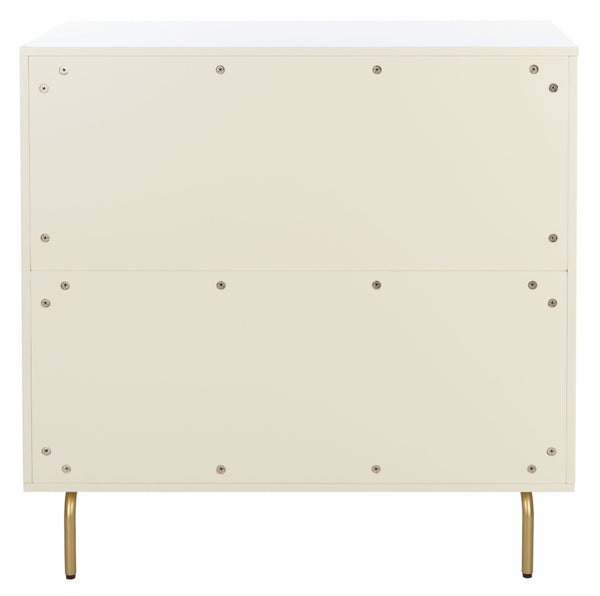 Safavieh Genevieve 3-Drawer Dresser – Retro-Inspired Elegance With Modern Gold Accents For Chic Storage Solutions Cream/White Washed DRS5000E
