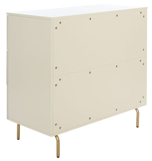 Safavieh Genevieve 3-Drawer Dresser – Retro-Inspired Elegance With Modern Gold Accents For Chic Storage Solutions Cream/White Washed DRS5000E