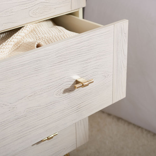 Safavieh Genevieve 3-Drawer Dresser – Retro-Inspired Elegance With Modern Gold Accents For Chic Storage Solutions Cream/White Washed DRS5000E