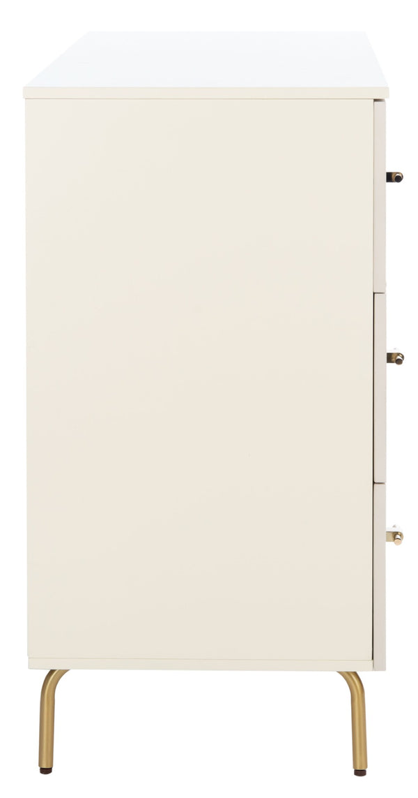 Safavieh Genevieve 3-Drawer Dresser – Retro-Inspired Elegance With Modern Gold Accents For Chic Storage Solutions Cream/White Washed DRS5000E