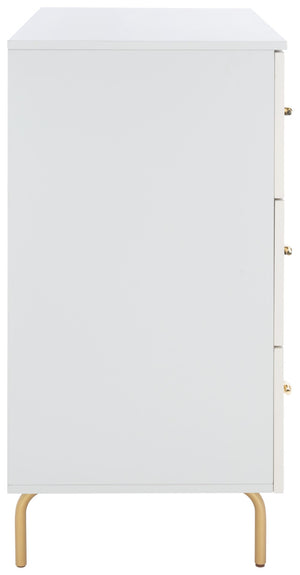 Safavieh Genevieve 3-Drawer Dresser – Retro-Inspired Elegance With Modern Gold Accents For Chic Storage Solutions Grey/White Washed DRS5000F