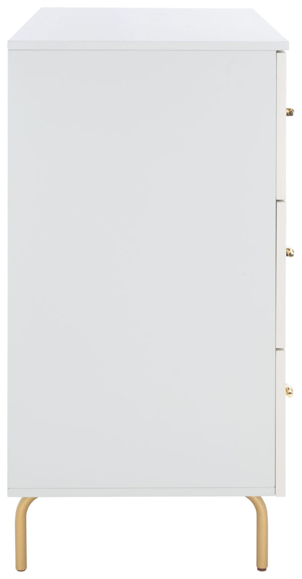 Safavieh Genevieve 3-Drawer Dresser – Retro-Inspired Elegance With Modern Gold Accents For Chic Storage Solutions Grey/White Washed DRS5000F