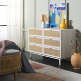 Safavieh Aino 6 Drawer Dresser White 60.7" x 17.7" x 32.2"