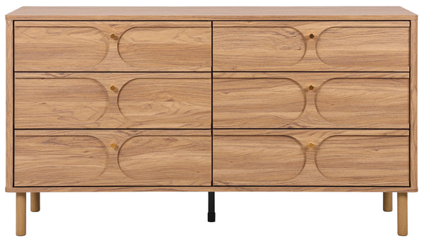 Safavieh Prinpop 6 Drawer Dresser In Elegant Oak - Chic Storage Solution For Every Room's Decor & Style Oak Wood,Metal Drs9603a-2bx