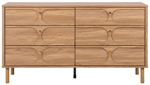 Safavieh Prinpop 6 Drawer Dresser In Elegant Oak - Chic Storage Solution For Every Room's Decor & Style Oak Wood,Metal Drs9603a-2bx