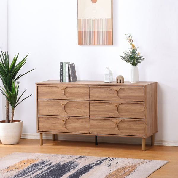 Safavieh Prinpop 6 Drawer Dresser In Elegant Oak - Chic Storage Solution For Every Room's Decor & Style Oak Wood,Metal Drs9603a-2bx